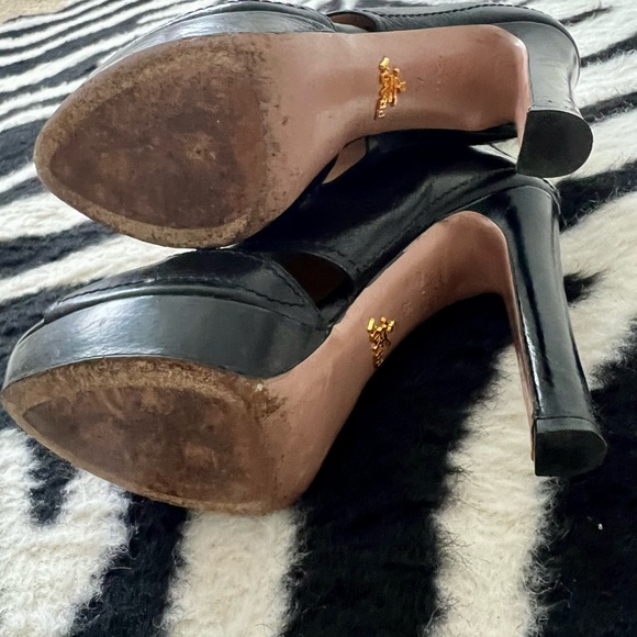 Prada Leather Peep Toe Platform Laced-up High Heel Bootie in Black, EU 37 - Picture 8 of 10